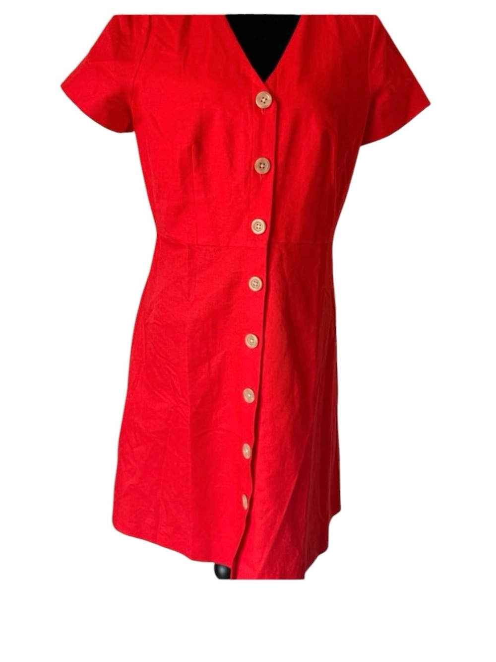 New with tags!! Red linen A-line button down dress 4